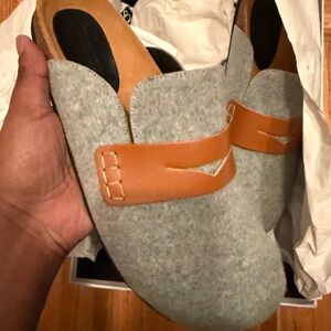 BNIB Authentic JW ANDERSON Light Blue and brown Slip-On Loafers Mule